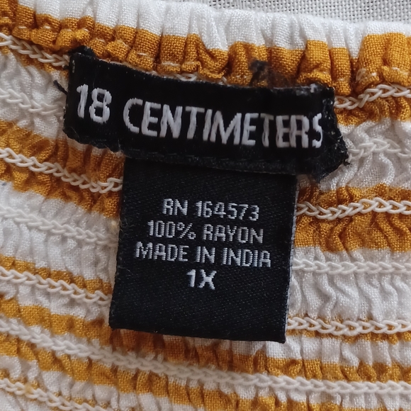 18 CENTIMETERS Fitted Bodice Smock Top Gold and White Striped Size 1X - Picture 10 of 10